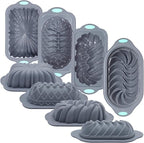 Tongjude 4 Piece Silicone Loaf Pan for Baking, Non-Stick Kitchen Oven Bread Pan, Perfect for Banana Bread, Sandwich, Pound Cake and Meatloaf, 6 Cups, Grey