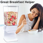 Cereal Dispenser Countertop 2Pc, Cereal Containers Storage, 5L Organization and Storage Containers for Kitchen, Dry Food Dispenser for Rice, Grains, Nuts, Snack,Oatmeal, Pet food, White