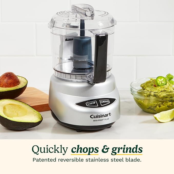 Cuisinart Mini-Prep Plus Food Processor, 24-Ounce Mini Food Processor to Chop Herbs, Vegetables, and Hard Cheese, 24-Ounce Work Bowl, Reversible Stainless Steel Blade, DLC-2A, White