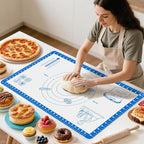 Silicone Baking Mat With 10 Recipes,Silicone Macaron Baking Sheet for Cookie, Pizza, Surdough, Pastry,Dough Rolling out, Non Stik and 480°F Oven Safe