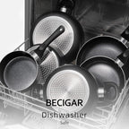 BECIGAR 8pcs Black Ceramic Pots and Pans Set, Cooking Pan Set,Cooking Pot Set Ceramic Pan Set, Nonstick Cookware Set, Induction Safe Kitchen Cooking Set with Frying Pans, Saucepans, shovel and Ladle