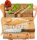 Alas Complete 20 Piece Sushi Making Set - Kit for Beginners & Pros with Knife, 2 Mats, Rice Bazooka and Dipping Plate