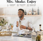 BARE BARREL® Mixology Bartender Kit Bar Set | 16-Piece Cocktail Shaker Set | Martini Barware Mixing Tools for Home Bartending | Incl. 35 Recipe Cards | Gift Set (24oz Cobbler Shaker, Silver/Natural)