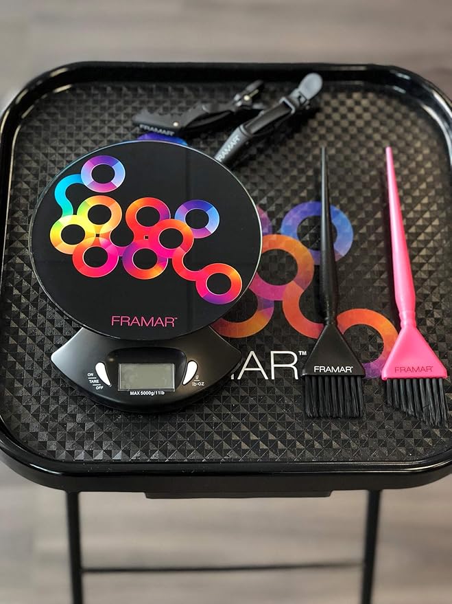 FRAMAR Hair Color Scale for Hair Salon - Digital Scale for Hair Color, for Kitchen, Food, Stylist, Easy to Clean, Accurate - Elegant Black