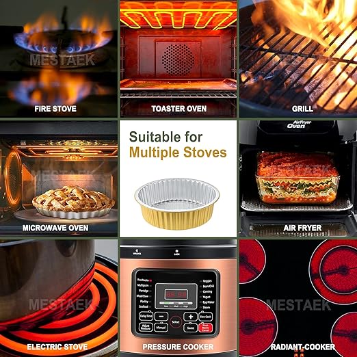 10" Aluminum Foil Pans with Lids (5 Pack), Heavy Duty Grease-Resistant Containers for Baking, Heating, Meal Prep & Food Storage, 2" Depth, 67oz