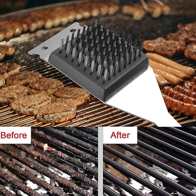 Grill Tools for Outdoor Grill - 7PCS BBQ Tools Grill Utensils with Grill Tong, Fork, Spatula, Basting Brush, Grill Cleaning Brush, Sharp Steak Knife, BBQ Tool Set Grilling Tool Kit