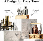 BARE BARREL® Mixology Bartender Kit Bar Set | 14-Piece Cocktail Shaker Set | Martini Barware Mixing Tools for Home Bartending | 35 Recipe Cards | Gift Set (28oz Boston Shaker, Copper/Black)
