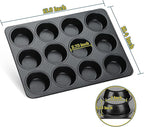 E-far Nonstick Muffin Pans 12 Cups, Stainless Steel Muffin Tin Cupcake Pan Tray for Baking, Stainless Steel Core & Non Toxic, Easy Release & Easy Clean, Black