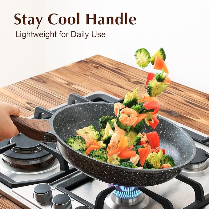 SENSARTE Nonstick Frying Pan Skillet with Lid, Omelet Pan with Cover, Healthy Cooking Chef's Pan, Kitchen non stick Pan, Free of Intentionally Added PFOA (10inch + Glass Lid)