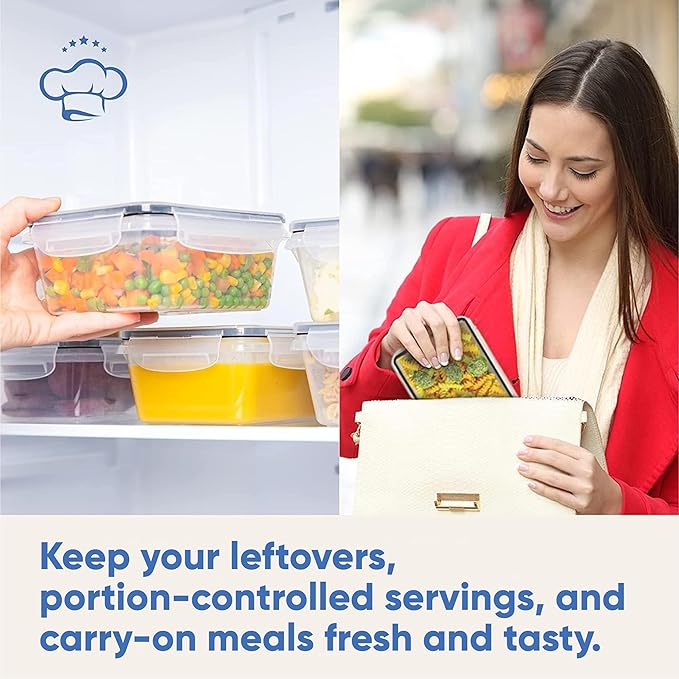 Chef's Path 28 Piece Airtight Food Storage Containers with Easy Snap Lids, 14 Containers and Lids, Stackable Kitchen and Pantry Canisters for Coffee, Meal Prep and Food Storage -Transparent
