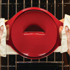 Rachael Ray Solid Glaze Ceramics Casserole Bakers/Baking Dish with Shared Lid Set, 3 Piece, Red