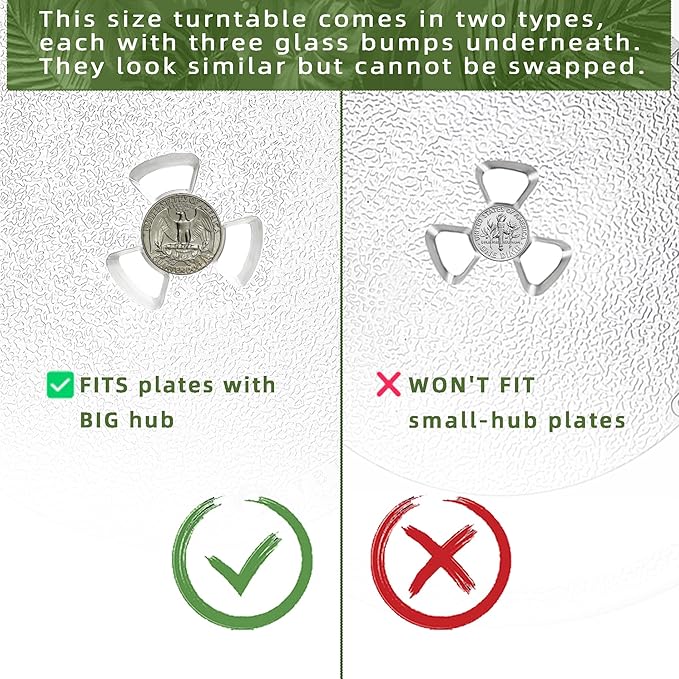 10" Microwave Turntable Compatible with 10 inch Replacement Microwave Glass Plate for Amana