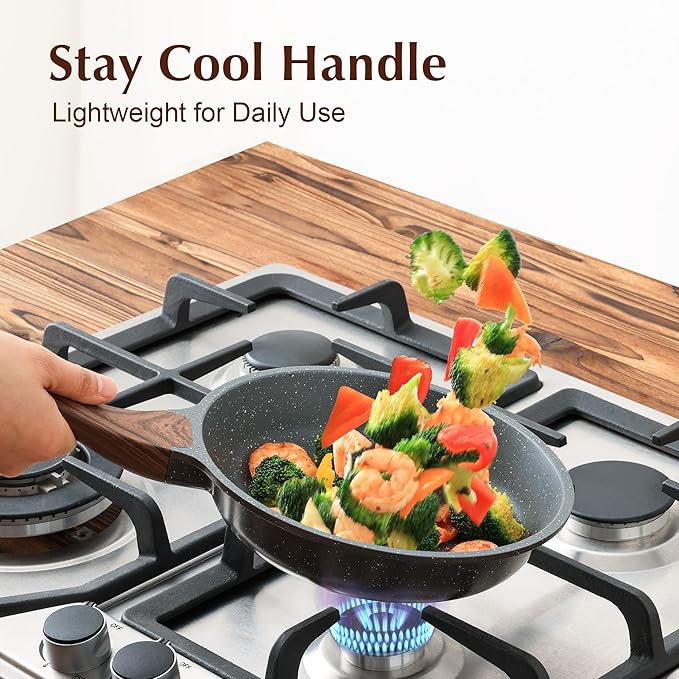 SENSARTE Nonstick Frying Pan Skillet with Lid, Omelet Pan with Cover, Healthy Egg Pan Chef's Pan, Kitchen Cooking Pan, Free of Intentionally Added PFOA (9.5inch + Glass Lid)