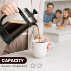 Utopia Kitchen Borosilicate Glass French Press Coffee Maker 21 Oz, Heat-Resistant Cafetiere & Tea Maker, Thickened Glass Coffee Press for Travel and Camping, Black