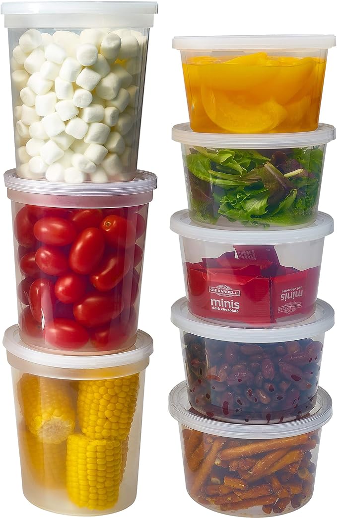 DuraHome Deli Containers with Lids for Food Storage Leakproof - 60 Sets BPA-Free Plastic Microwaveable Clear Food Storage Container Premium Quality, Freezer & Dishwasher Safe (16 oz & 32 oz - Bulk)