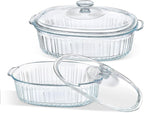 M MCIRCO 4-Piece Glass Casserole Baking Dish, Set of 2 Casseroles With Glass Lids, 1.9 Qt and 3 Qt