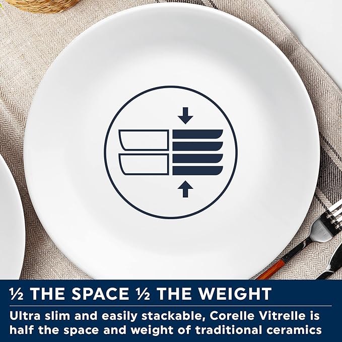 Corelle Dinnerware Set (12pc Set, Country Cottage)-Dinner Set for 4 4 x: Dinner Plates, Side Plates & Bowls 3 X More Durable, Half The Space & Weight of Ceramic up to 80% Recycled Glass, 1146844