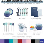 COOK WITH COLOR Prep Bowls with Lids- Wide and Deep Nesting Plastic Small Mixing Bowl Set with Lids, 12 Piece Set - Deep Bowls, Blue/Grey