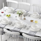 MALACASA 24 Pieces Porcelain Dinnerware Set, Modern White Dish Set for 6, Premium Serving Plates and Bowls Sets, Chip and Scratch Resistant Dishware Sets Kitchen Dishes Dining Ware Set, Series LEAH