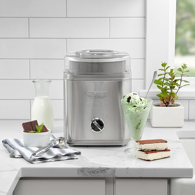 Cuisinart Ice Cream Maker Machine, 2-Quart Ice Cream, Sorbet and Frozen Yogurt Machine, Fully Automatic Double-Insulated Freezer Bowl Makes Frozen Desserts in Under 30 Minutes, ICE30BCP1, Silver