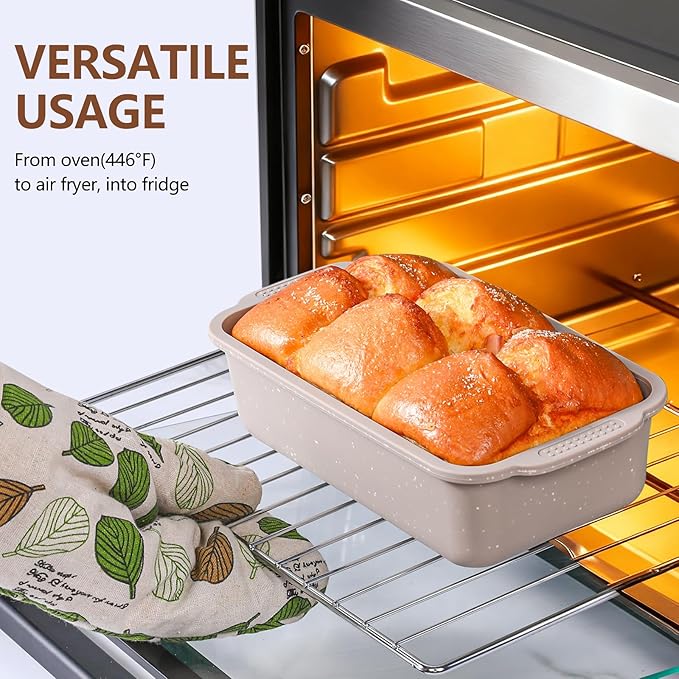 Vinino 6-Piece Baking Pans Set Nonstick, Bakeware Set includes Silicone Muffin, Loaf, Cake Pans with Metal Reinforced Frame. And includes Carbon Steel Roasting Pan, Cookie Sheet for Oven