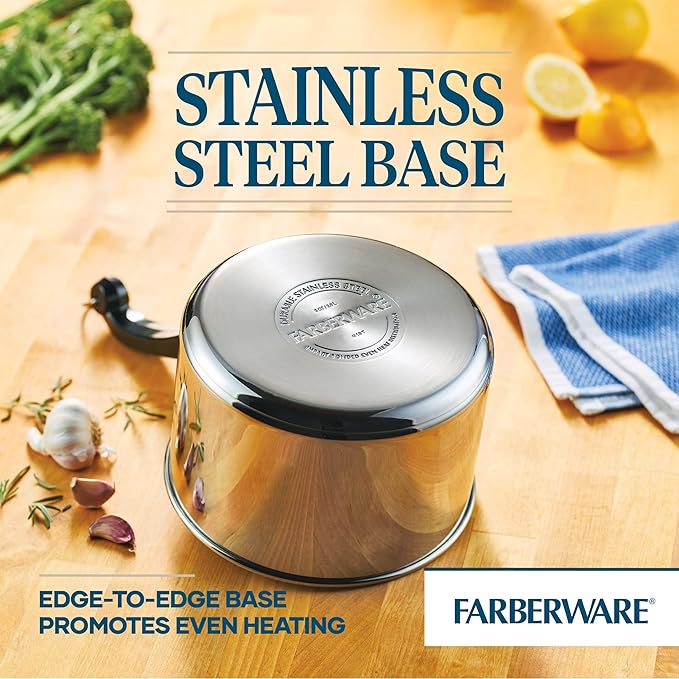 Farberware Classic Stainless Steel Sauce Pan/Saucepan with Lid, 3 Quart, Silver