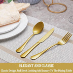 20 Pcs Gold Silverware Set Service for 4, Premium Stainless Steel Flatware Set, Cutlery Utensil Set, Durable Home Kitchen Eating Tableware Set, Include Fork Knife Spoon Set, Dishwasher Safe