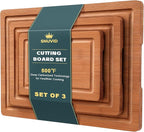 Bamboo Cutting Board Set of 3, Wood Cutting Boards for Kitchen with Juice Grooves, Durable Chopping Board for Meat, Vegetables & Meal Prep