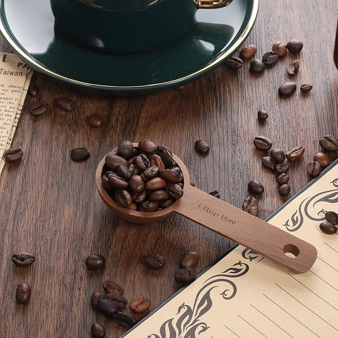 Walnut Wooden Coffee Scoop for Jars, Coffee Scoop for Ground Coffe Handmade Tablespoon Measuring Spoon for Coffe Beans Tea Spices 15ml 1 Tablespoon Home Kitchen Accessories for Jars and Containers