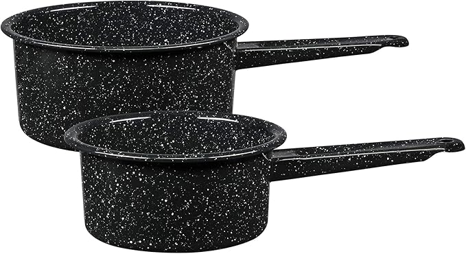 Granite Ware Non-Stick Saucepan Set with Steel Core, 1 & 2 Quart - Durable & Scratch-Resistant Pot for Soups and Sauces - Fast, Even Heating - Non-Toxic Cookware Essentials (Speckled Black)