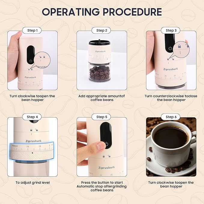 First Grind-While-Charging Rechargeable Coffee Grinder, 1.7X Faster Grinding with Portable Electric Burr Coffee Grinder with 38 Adjustable Grind Settings (CERAMIC BURR - White - Touch screen control)