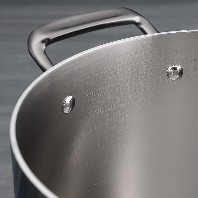 Tramontina Tri-Ply Clad Stainless Steel 8-Quart Stock Pot with Glass Lid, Induction-Ready Pasta Pot, Dishwasher-Safe, NSF-Certified