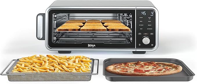 Ninja SP201 Digital Air Fry Pro Countertop 8-in-1 Oven with Extended Height, XL Capacity, Flip Up & Away Capability for Storage Space, with Air Fry Basket, Wire Rack & Crumb Tray, Silver