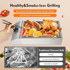 Electric Indoor Outdoor Grill, 1800W Commercial Electric Grill with Removable Griddle, Adjustable Temperature 122F-572F, Stainless Steel Smokeless Indoor Grill for Party Cooking Home Commercial