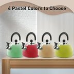 Lily's Home 2 Quart Stainless Steel Whistling Tea Kettle, the Perfect Stovetop Tea and Water Boilers for Your Home, Dorm, Condo or Apartment. (Pastel Cream)