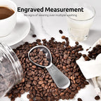 18/8 Stainless Steel Coffee Scoop: U-Taste 2 Tablespoon Metal Measuring Spoon Set of 2, Short Handled Measure Scooper for Ground Coffee, Bean, Espresso, Powder, for Canister (Silver, 2Tbsp/30ml)