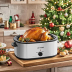 Roaster Oven 28 Quart, Electric Roaster Pan with Visible & Self-Basting Lid, Large Stainless Steel Electric Turkey Roaster Oven Defrost Warm Function, Removable Pan Rack, Fits Turkeys Up to 30LB