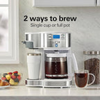 Hamilton Beach 2-Way Programmable Coffee Maker, 12 Cup Glass Carafe And Single Serve Coffee Maker, White with Stainless Steel Accents, 49933