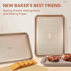 Baking Sheet with Wire Rack Set, 2 Sheet Pans(17.5'' X 11.8'') with 2 Cooling Racks, Includes 50 Sheets of Parchment Paper, Thickened Nonstick Cookie Sheet for Baking, Carbon Steel Baking Pan