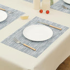 Leetaltree Alice Blue Placemats Set of 6 - Heat Resistant Non-Slip Place mats for Dining Table, Washable Durable PVC Vinyl Woven Table Mats（Jacquard Blue, 6）