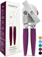 Premium Multifunction Magnetic Manual Can Opener and Bottle Opener, Heavy Duty Stainless Steel Sharp Cutting Blade and Oversized Easy Turn Knob, Soft-Touch Handle, Kitchen Use, Mauve