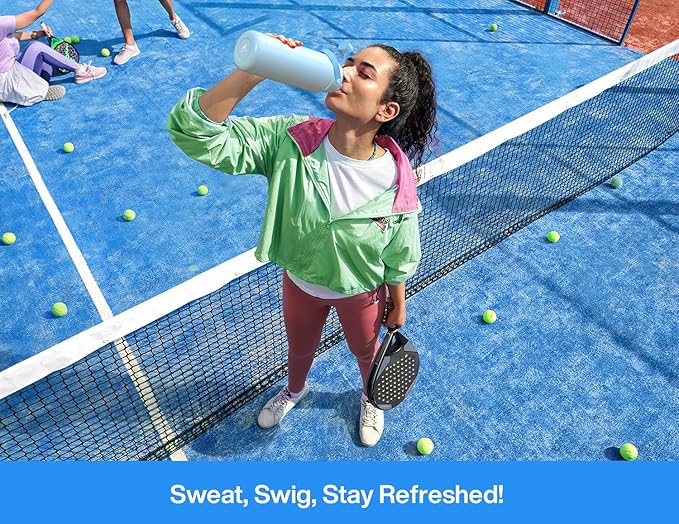 POWCAN 40 oz Insulated Water Bottle with 2-in-1 Straw and Spout Lid, Keep Cold 24H, Leak-Proof, BPA-Free, Double Wall Stainless Steel Water Bottle for Sports, Gym, Travel, and School (Sea Breeze)