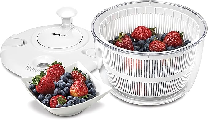 Cuisinart Large Salad Spinner- Wash, Spin & Dry Salad Greens, Fruits & Vegetables, 5qt, CTG-00-SASW White
