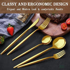 CEKEE Gold Silverware Set, 40 Piece Gold Utensils Set Service for 8, Stainless Steel Flatware Set Include Knives Spoons and Forks Cutlery Set for Kitchen Home Restaurant Wedding, Satin Finish