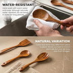 Zulay Kitchen 30-Piece Teak Wooden Utensils - Natural Teak Cooking Utensils with Premium Gift Box - Non-Stick Wooden Spoons - Kitchen Gift Set - Comfortable Grip