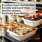 Artena Baking Dish 2.3 Quarts, Casserole Dishes For Oven, Baking Pan With Handles, Lasagna Pan Deep, Large Casserole Dish, Rectangular Ceramic Bakeware, White (Baking Dish With Rack)