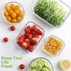 HOMBERKING Glass Food Storage Containers with Lids, [18 Piece] Meal Prep Containers, Airtight Lunch Bento Boxes (9 lids & 9 Containers) - White