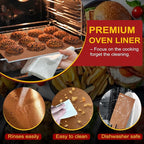 2 Pack Oven Liners for Bottom of Oven, 17"x25" Heavy Duty Non-Stick Oven Liner Mat, Reusable Heat Resistant Grill & Baking Mat, BPA/PFOA Free Roaster Liners, Fits Electric, Gas, Toaster Ovens (Copper)