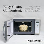 Farberware 1.1 Cu. Ft. Countertop Microwave Oven – 1000 Watts Power, Auto Cook Settings, Defrost, Easy Clean and Child Safety Lock - White Platinum