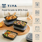 TIYA Food Containers - 38 oz Bulk 150 Pack with Lids - Rectangular Plastic To-Go Containers - Reusable, Microwavable, Dishwasher Safe - Leak-Proof for Meal Prep - BPA-Free